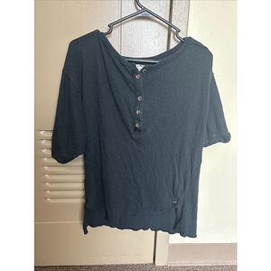 Free People Top We The Free Black Top Tunic Sleeve 5 Button XS Worn 1x! Soft!